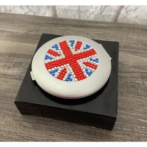 NWT Graham Webb Mirror Compact Silver Rhinestone Flag